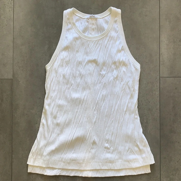Helmut Lang Optic White Crinkle Tank Top Size L - Picture 4 of 14